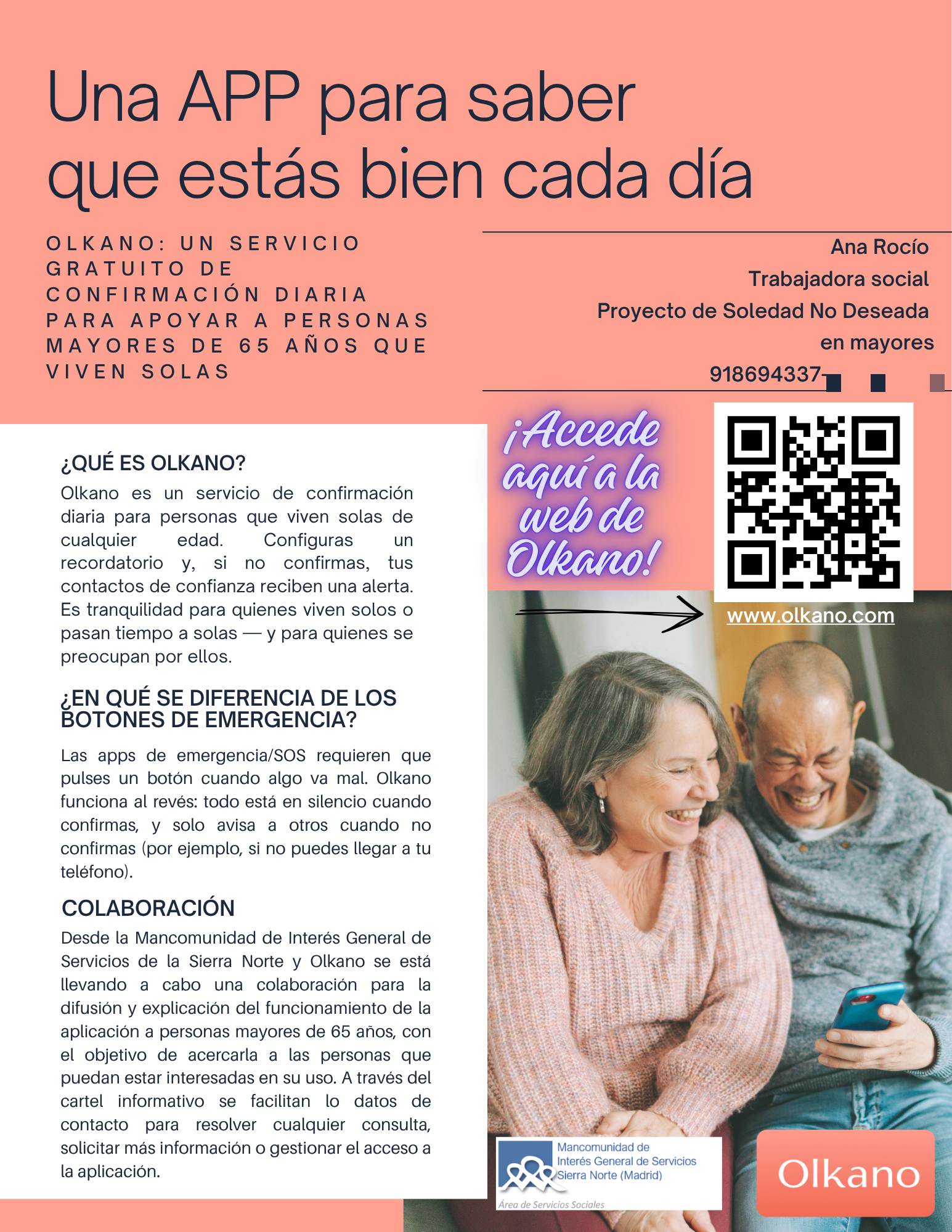Cartel de difusión de Olkano creado por la Mancomunidad de Servicios Sierra Norte